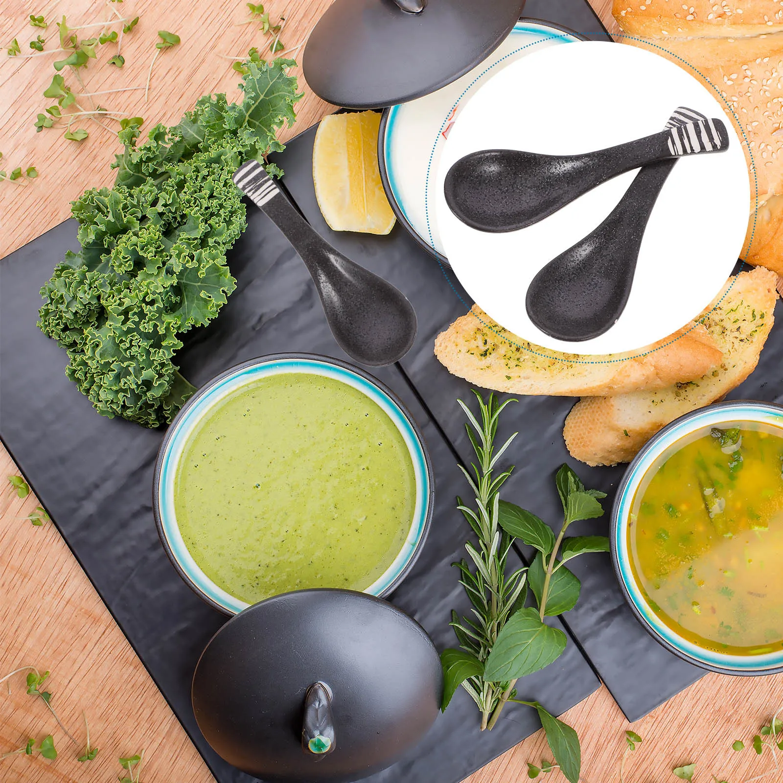 

2Pcs Retro Ceramic Spoons Unique Pattern Soup Dumpling Spoon Set Compact Design for Asian Cuisine Dining and Decoration