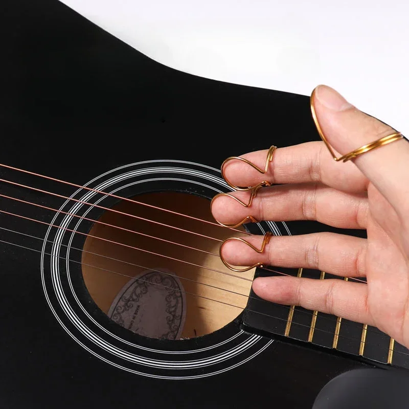 4pcs/set Metal Guitar Picks 3pcs Finger Picks + 1pc Thumb Pick for Fingertip Elastic Guitar Accessories Fingertip Protector