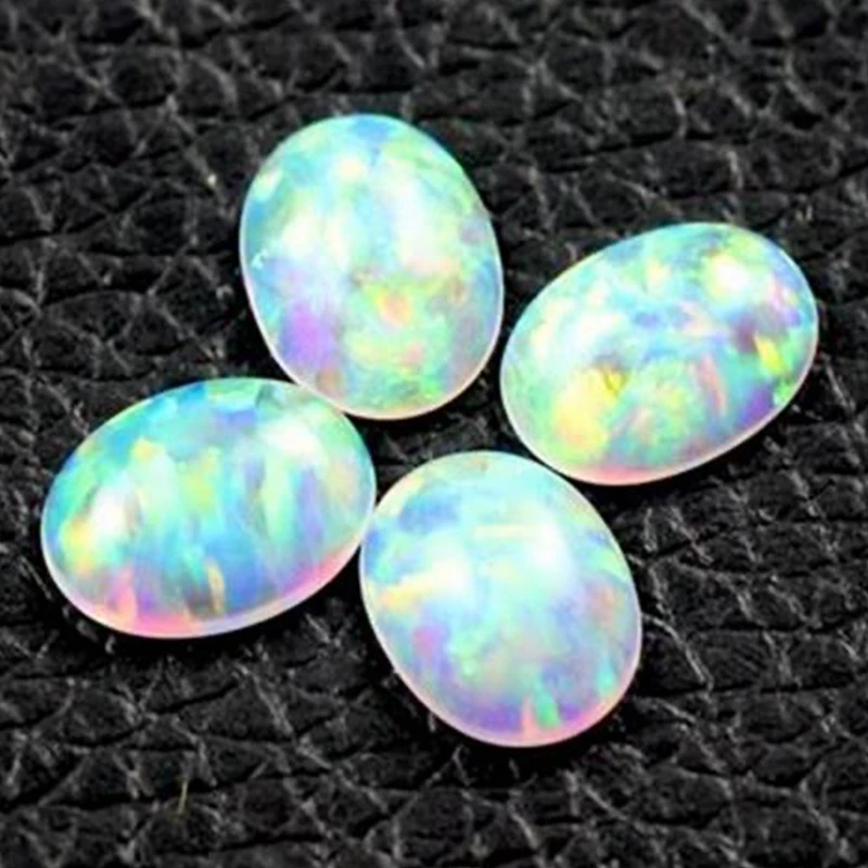 Pretty Opal Loose Gems 10×14mm Natural Oval Shape Flat Base Cabochon Opal Stones Precious Gems Beads For Jewelry Making