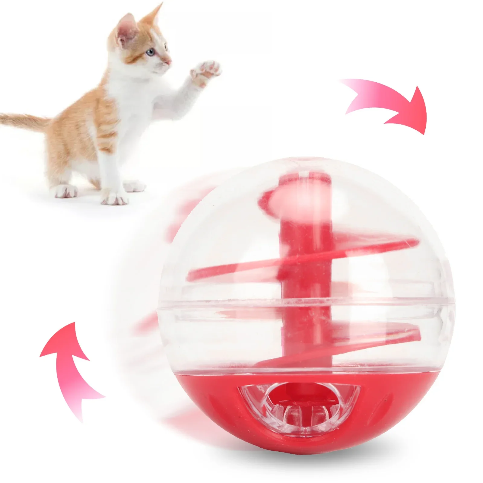 ลูกบอลจ่ายอาหารแมว Cat Treat Dispensing Ball กัด Interactive สัตว์เลี้ยงช้า Feeder ปริศนาสําหรับลูกแมว