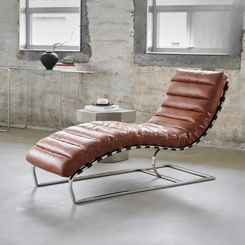 

Recliner Second-hand designer oil wax leather living room balcony lunch break lazy lounge chair