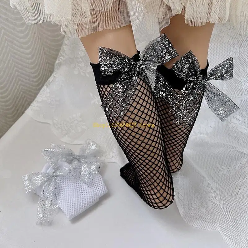 Kids Knee-High Bowknot Socks Heelless Universal Size for Girls Age 1-2-5 J0MF