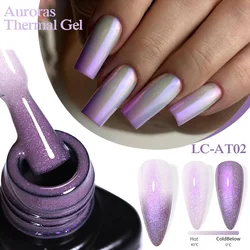 LILYCUTE Color Changing Auroras Thermal Gel Nail Polish Nude Purple Glitter Sparking Long Lasting Manicure Nails Art Gel Varnish