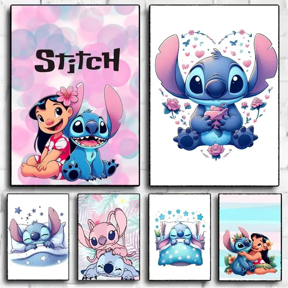 Pósteres de dibujos animados de Lilo y punto S, carteles de Anime adhesivos de calidad HD, arte de pared, carteles Retro para decoración de habitación Kawaii del hogar, 1 ud.