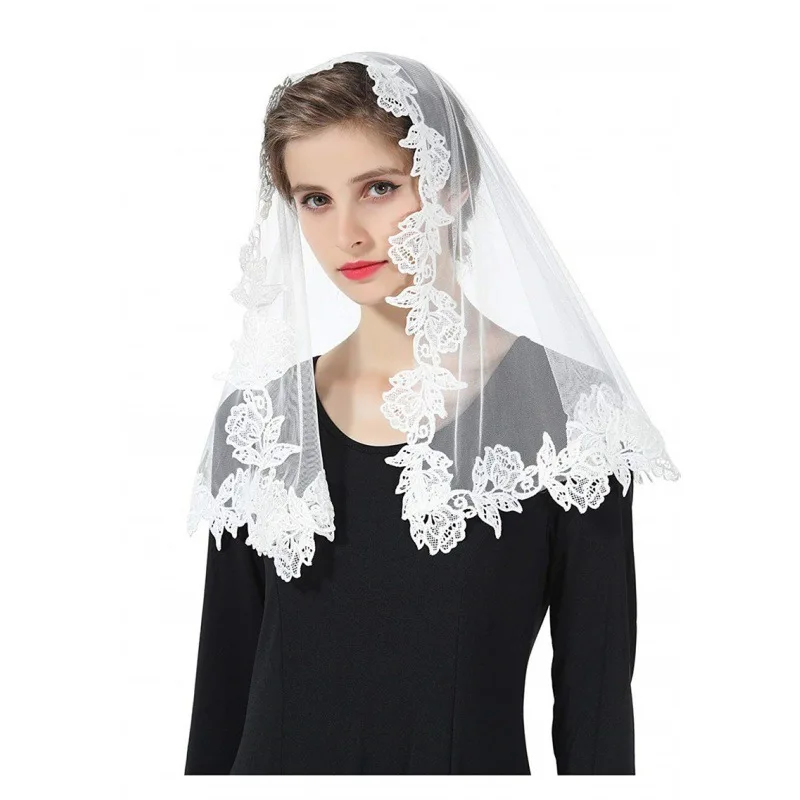 Water Soluble Lace One Layer Bridal Veils Classical Lady Face Vail Wedding Head Veils