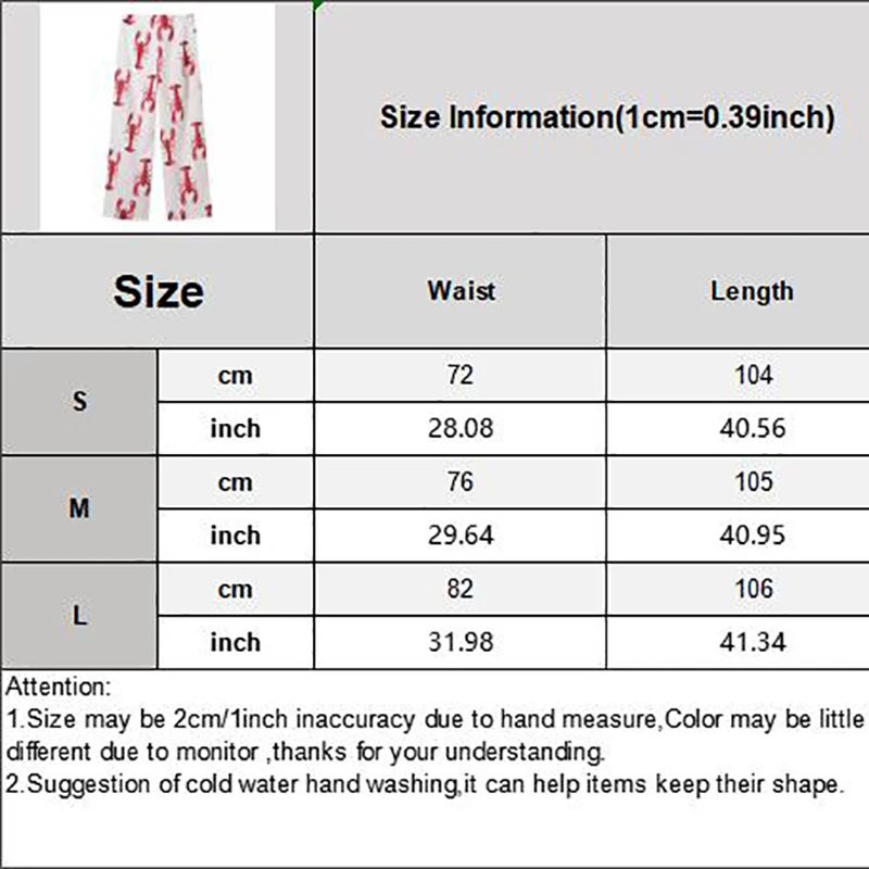 2024 Summer Cute High Waist Casual Pants Cartoon Cray Print Spodnie z szerokimi nogawkami dla kobiet Lady Streetwear