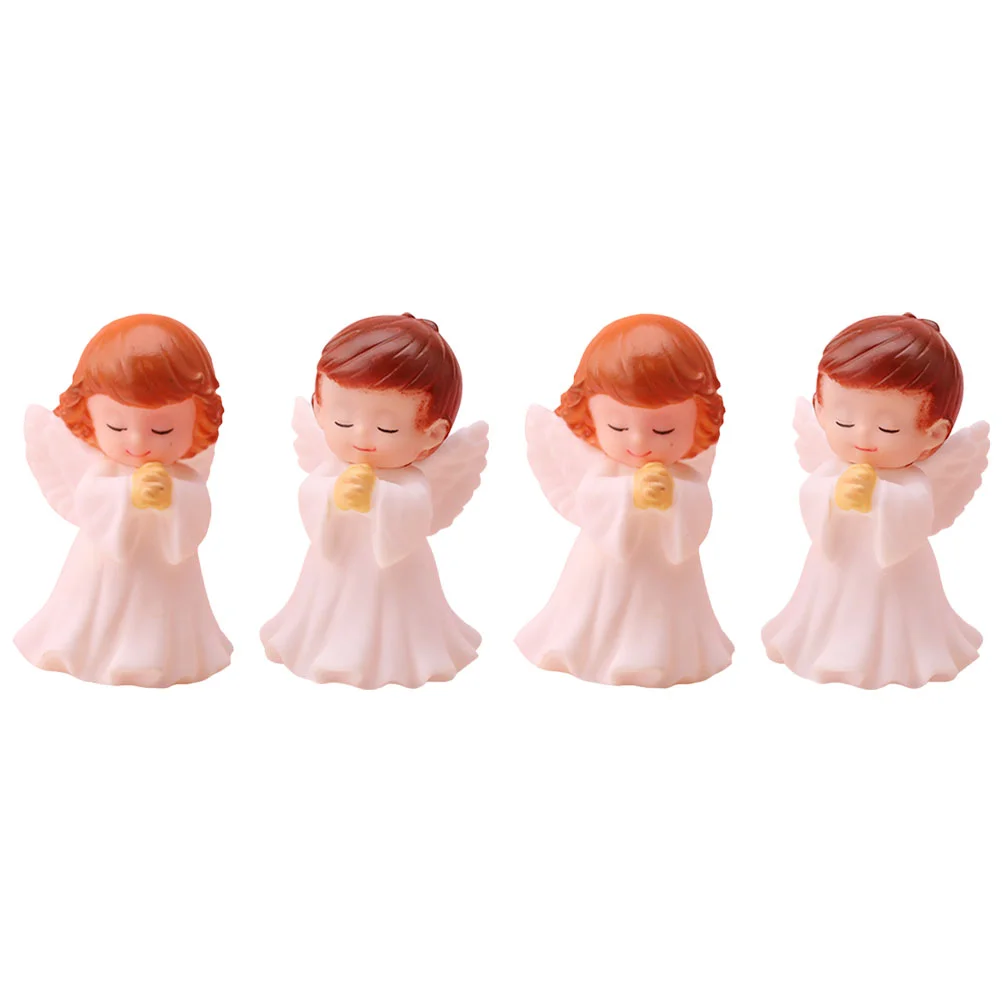 4 Pcs Praying Angel Wings for Crafts Baby Ornament Little Statue Mini Dolls Decorative Decorate Garden Decorations