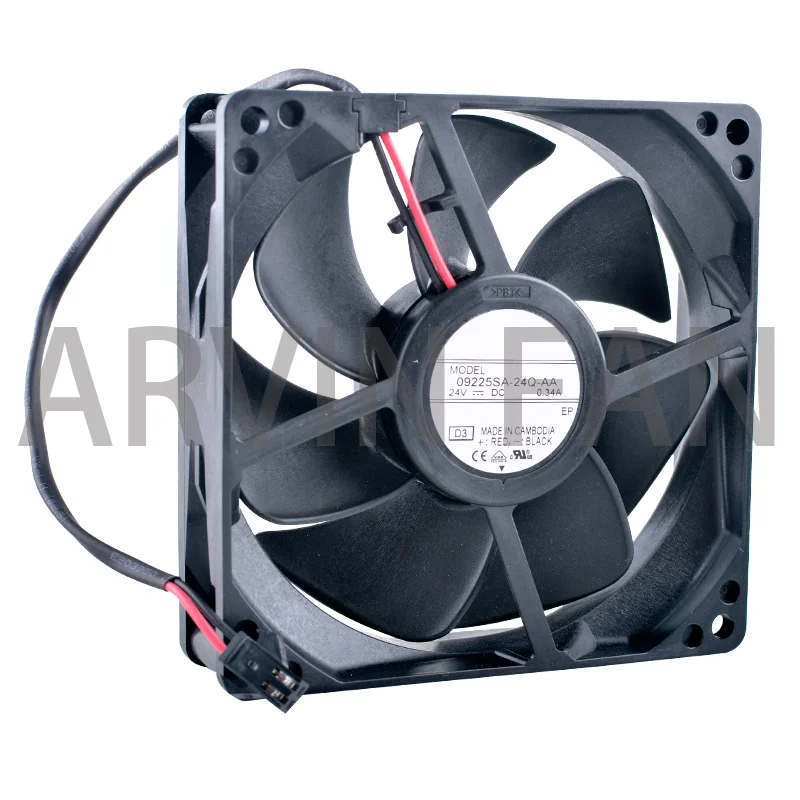 

09225SA-24Q-AA 92mm Fan 92x92x25mm DC24V 0.34A 3900rpm Dual Ball Bearing Axial Flow Fan Cooling Fan For Frequency Converter