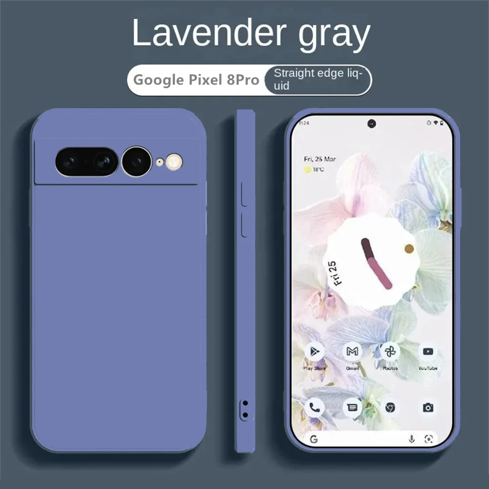 Für Pixel 8 Pro 7A 7, stoßfeste Rückseite, flüssiges Silikon, TPU, weich, einfarbig, für Google Pixel 6 7 6A 7A Hülle