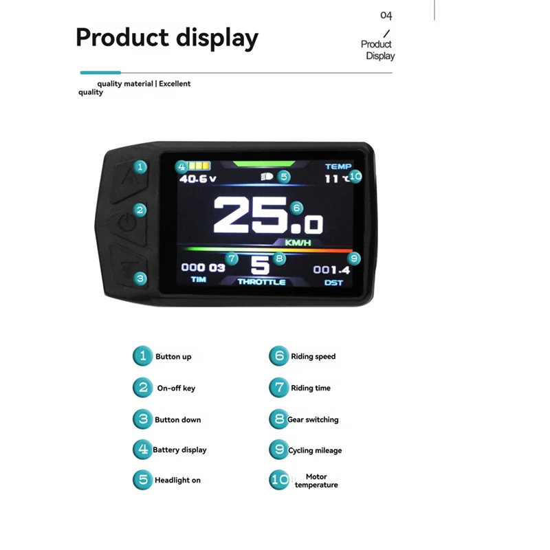 

Electric Bicycle Meter KT-TF01U Color LCD Instrument For KT TF01U For Bicycles And Electric Bicycles-AB01