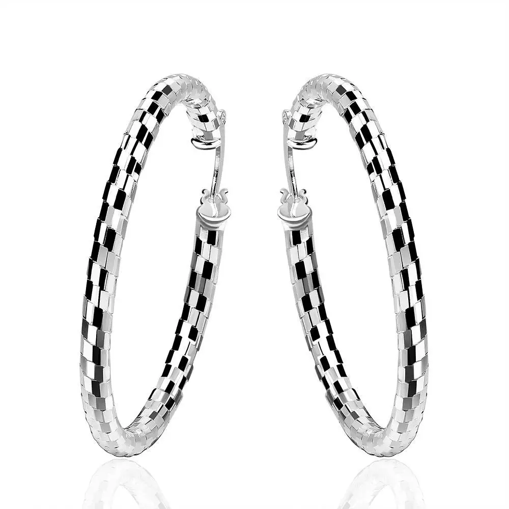 

Wholesale 925 Sterling Silver Wedding Earring Jewelry Round Big Circle Girl Gift Cute Fashion Christmas Couple Gift Hot Hoop