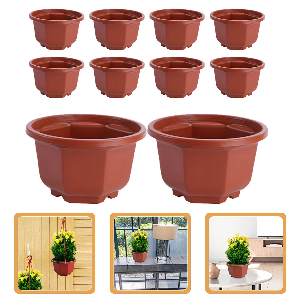 

10pcs Bonsai Flowerpot Indoor Small Planter Pot Balcony Garden Thickened Drainage Airflow Decorative Houseplant Pot Modern Style