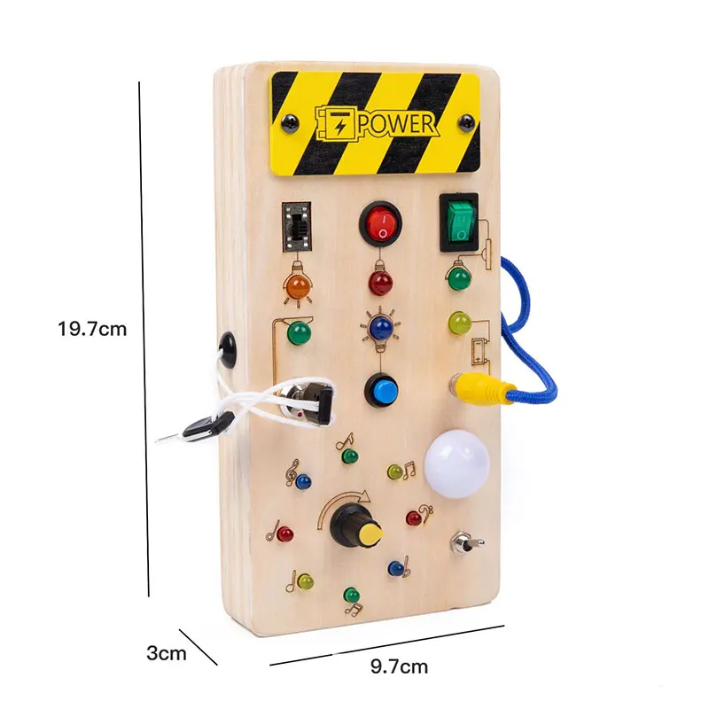 Montessori druk bord zintuiglijk speelgoed houten met LED-lichtschakelaar besturingskaart reisactiviteiten kinderspellen voor 2-4 jaar oud