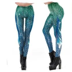 Green Mermaid Cosplay Leggings Printed Pants Fish Scales 3D Printed Women Bottoms Spring Fashion Leggings Tight Yoga Pants