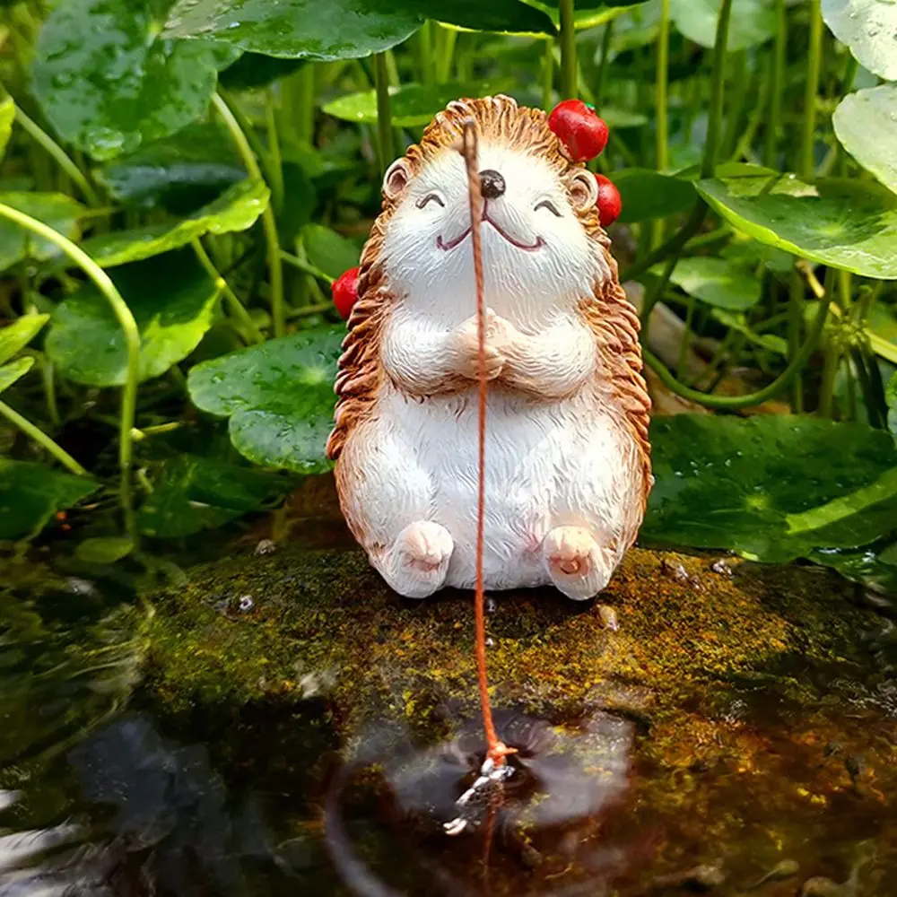 الإبداعية لطيف القنفذ الصيد زخرفة مضحك الراتنج البسيطة القنفذ تمثال اليدوية القنفذ تمثال حوض السمك