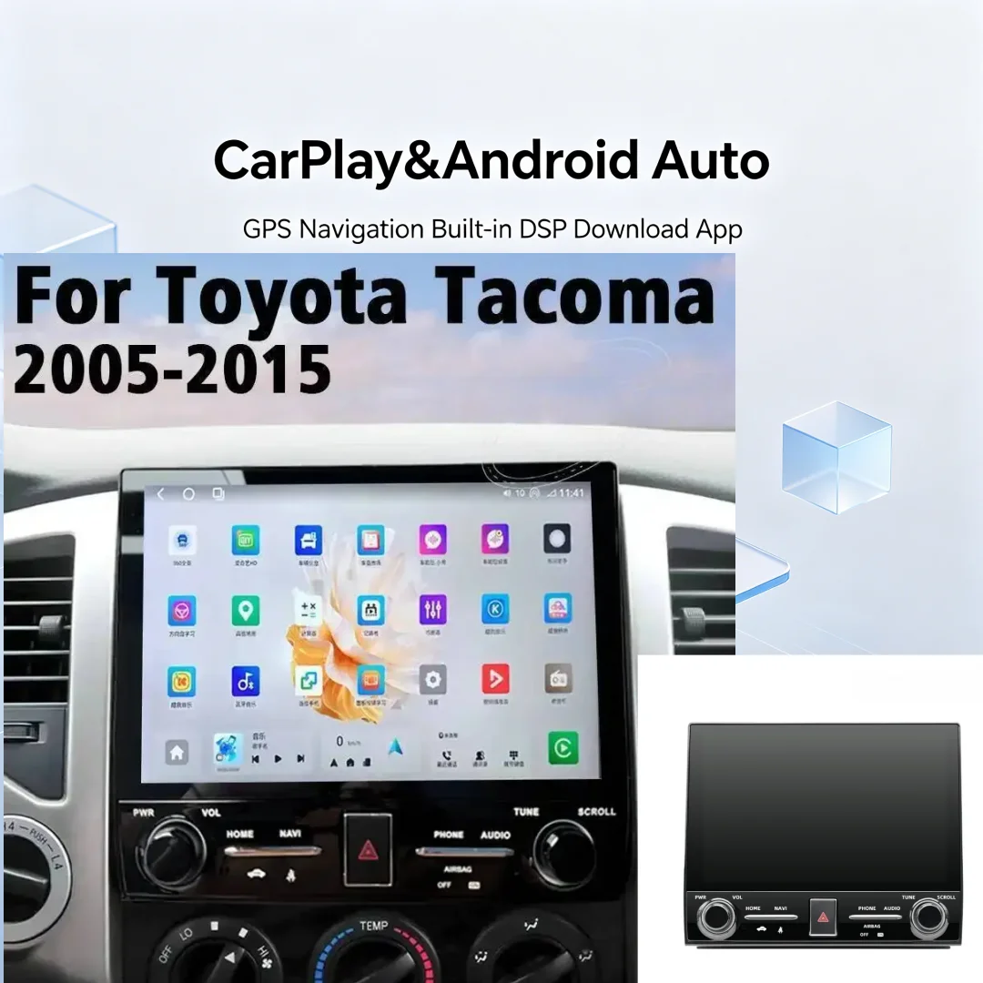 

10-дюймовый Android-головной блок с CarPlay для Toyota Tacoma 2005-2015, автомобильная магнитола, навигация, мультимедиа, видеоплеер, GPS-стереосистема