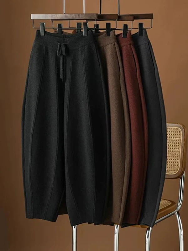 

High Waist Wide Leg Pants Women's Double Sided Fleece Scythe Pants Loose Fit Casual Harlan Trendy Spring New Style plus Size