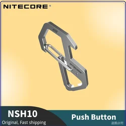 NITECORE NSH10 Push Button Hanging Too Multiuse Titanium Snap Hook Figure 8 Buckle Hang Buckle 45 Degress Elastic Spring Gate