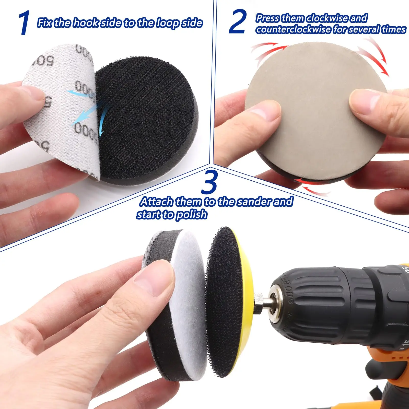 Imagem -06 - Interface Pads3 Polegada Hook Loop Soft Esponja Almofada Buffer Backing Pad para Lixadeira Orbital Automotive Carpintaria Polimento Pcs