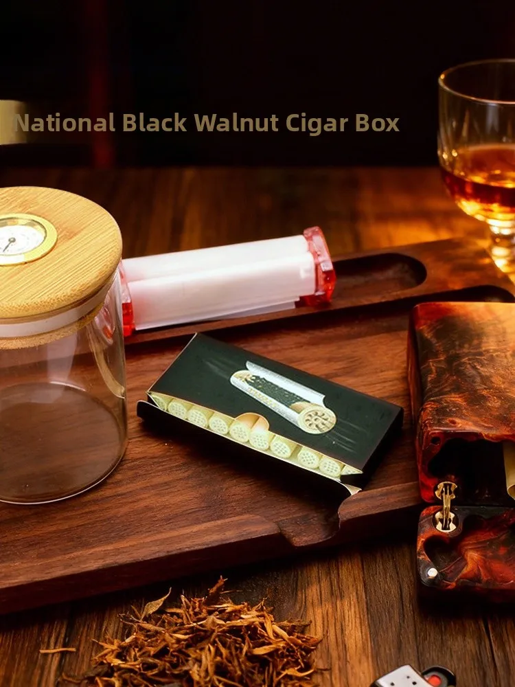 

Black Walnut Wood Rolling Tray Cigarette Holder Smoking Leaf Disk Cross-Border Handmade Crafted Smoke Accessories