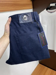 BILLIONAIRE BLKA CPTG  Jeans Thin Cotton linen 2024 Spring Summer new elastic embroidery High Quality Big Size 30-42 Long Pants