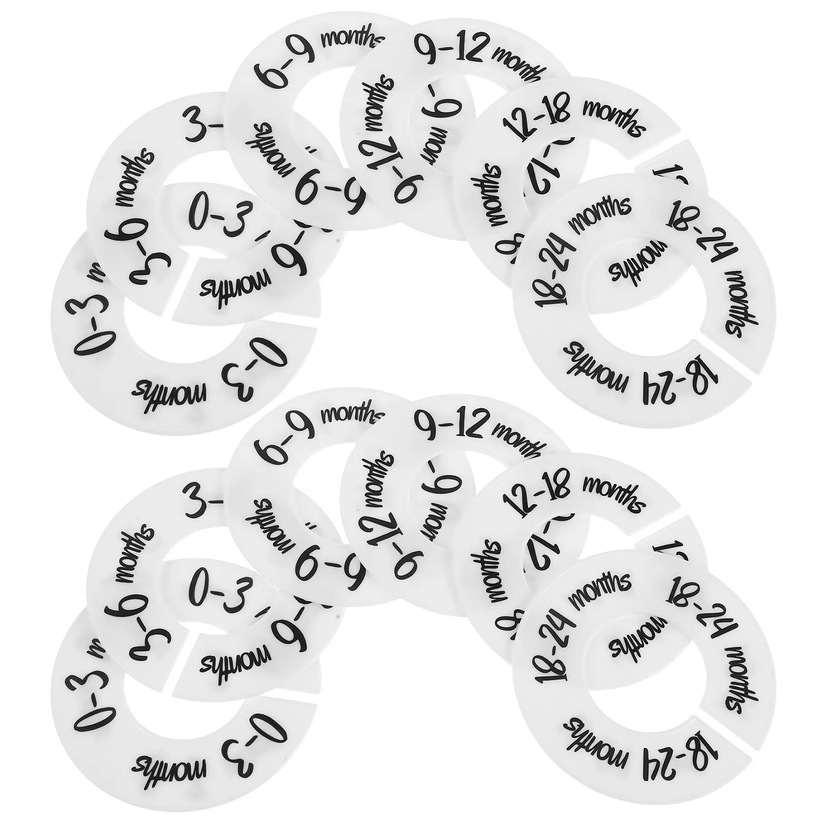 Set di Divisori Rotondi per Vestiti Neonato 0-24 Mesi, Organizzatore Armadio per Cameretta, Divisori per Ordinare Facilmente il Guardaroba dei Bambini