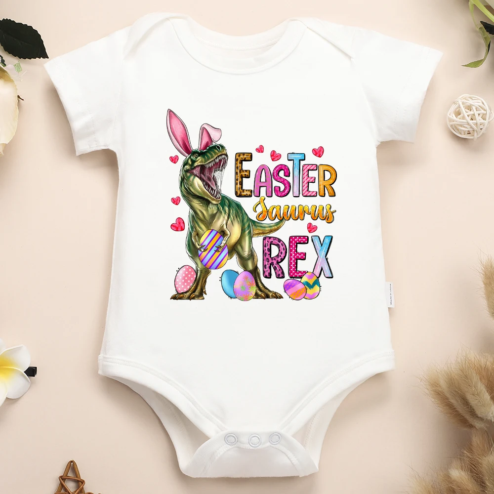 

Easter Saurus Rex Funny Creative Baby Boy Bodysuit Urban Streetwear Casual Infant Onesie Cozy Soft Cotton Newborn Clothes Romper