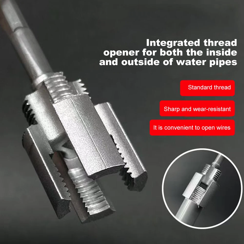 Ferramenta de corte de rosca de tubo integrada, 1/2 3/4 polegadas, pvc, ferramenta de rosqueamento de tubo, broca elétrica compatível com reparo doméstico