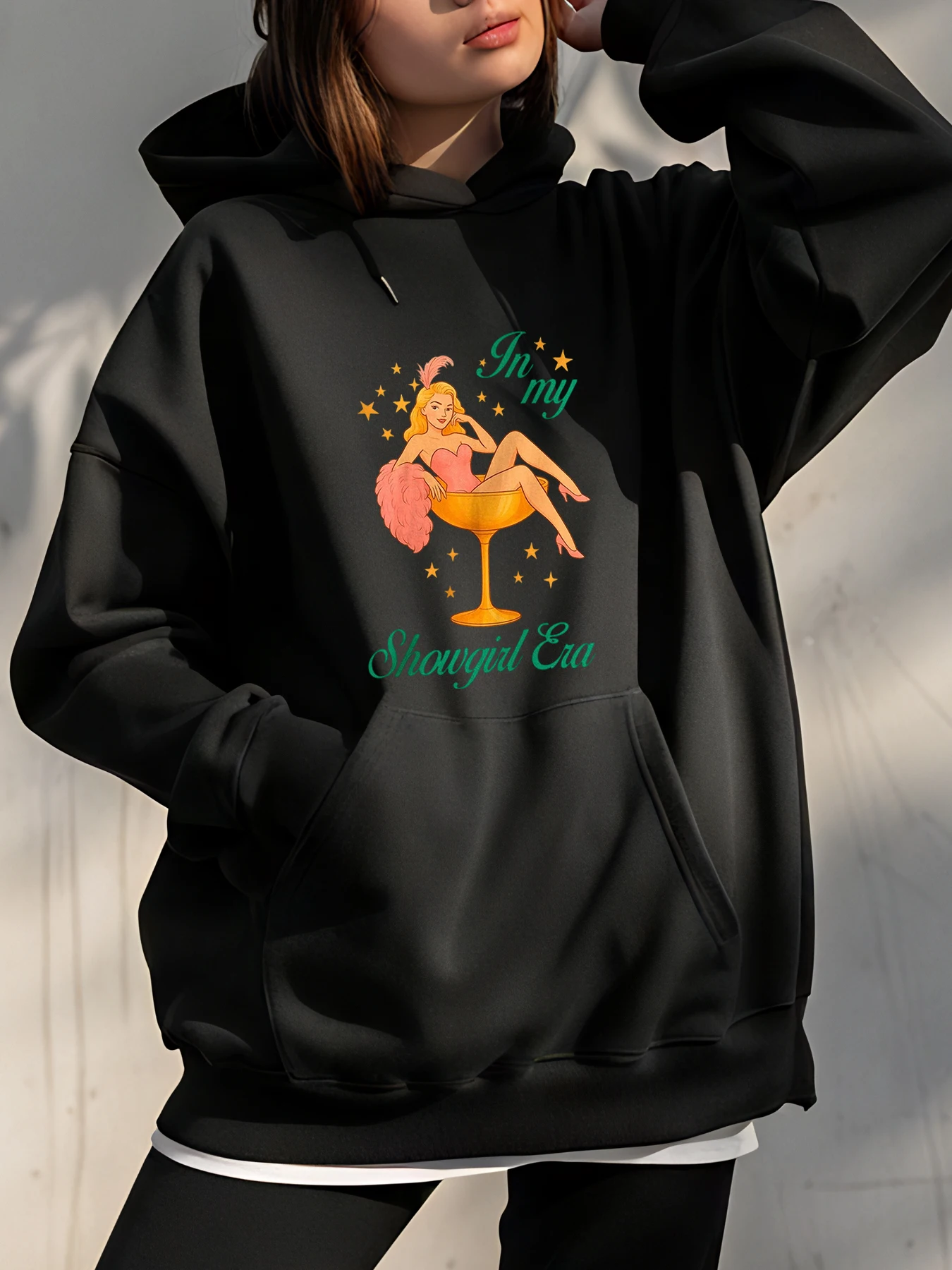 Vrouwen hoodie in mijn showgirl tijdperk cocktailmeisje print casual sweatshirt mode streetwear vrouwelijke plus size trui met lange mouwen