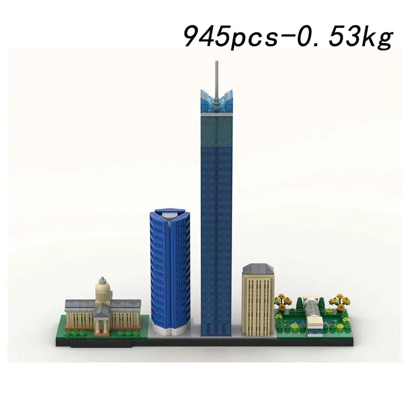 Klocki konstrukcyjne MOC-945 elementów, nowoczesna architektura, małe elementy, puzzle, modele zabawek, zestawy upominkowe, akcesoria i ozdoby