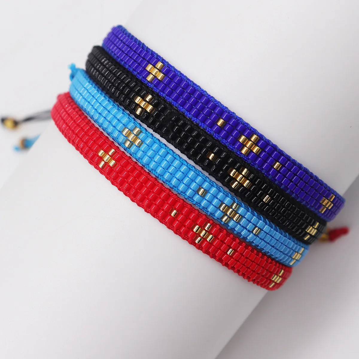Simple and small cross miyuki bracelet Bohemian wind ethnic style personalized woven rice bead bracelet