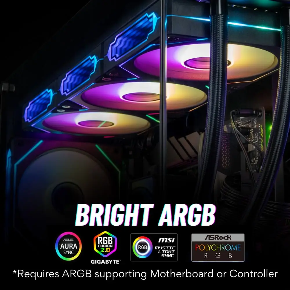 LDPCSJ PRISM 4 PRO ARGB CPU Fan 4PIN PWM Silent Chassis Fan 120mm Infinite Mirror 5V 3PIN Motherboard Light Sync Case Cooler Fan