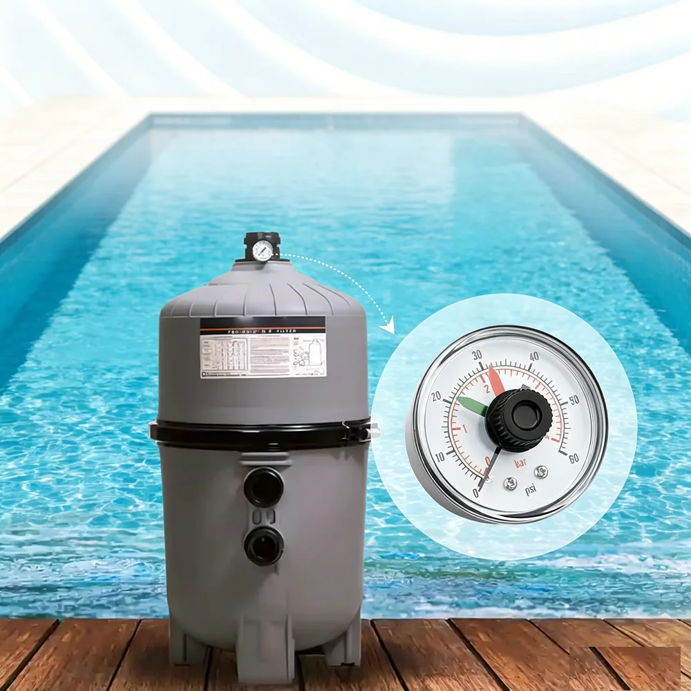Manómetro de repuesto para filtro de piscina ECX2712B1 con dial, compatible con filtros de cartucho de arena Hayward Perflex ProGrid DE XStream SwimClear