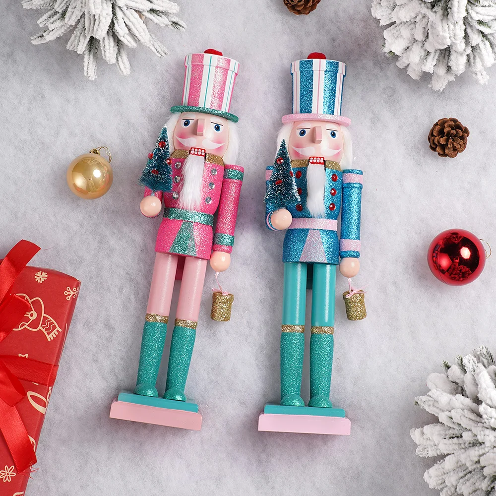 38CM Christmas Nutcracker PearlLight Creative Clothing Soldier Puppet Handcrafted Decoration Christmas New Year Decoration Gift