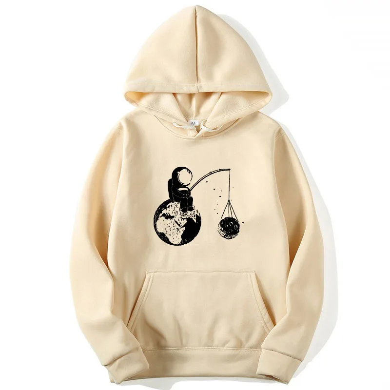 Spring and Autumn Brand Men\'s Hoodie Astronaut Funny Print Unisex Casual Sweatshirt High Quality Hip Hop Pullover Hoodie