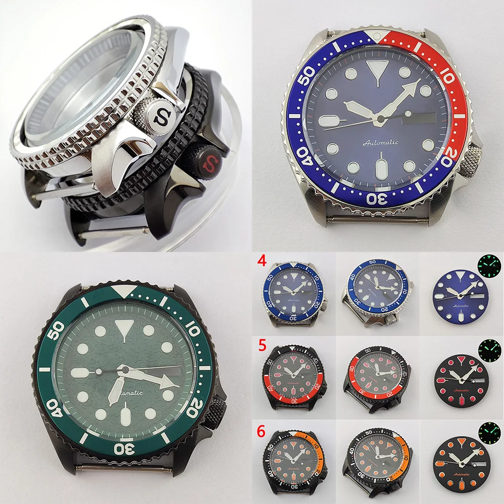 

NH35 чехол 41,5 мм nh36 Seiko чехол для часов 5 SRPD циферблат skx007 009 чехол с движением с сапфировым стеклом и покрытием из нержавеющей стали аксессуары Запчасти