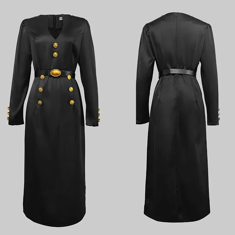 Robes de soirée de mariage pour femmes, tenue de Banquet, de mariage, boutonnée, manches longues, décolleté en v profond, nouvelle collection automne 2025
