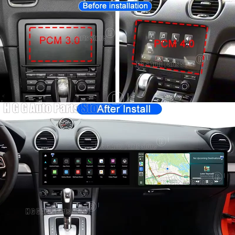 HJ Android 14 For Porsche 718 Boxster 2016-2023 Dual Screen 24.6-inch Car Radio Multimedia Video Player CarPlay GPS 4G WIFI