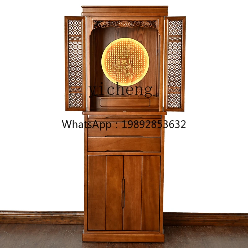 XX  red walnut solid wood shrine with door, Buddhist cabinet, shrine cabinet, household shrine for table