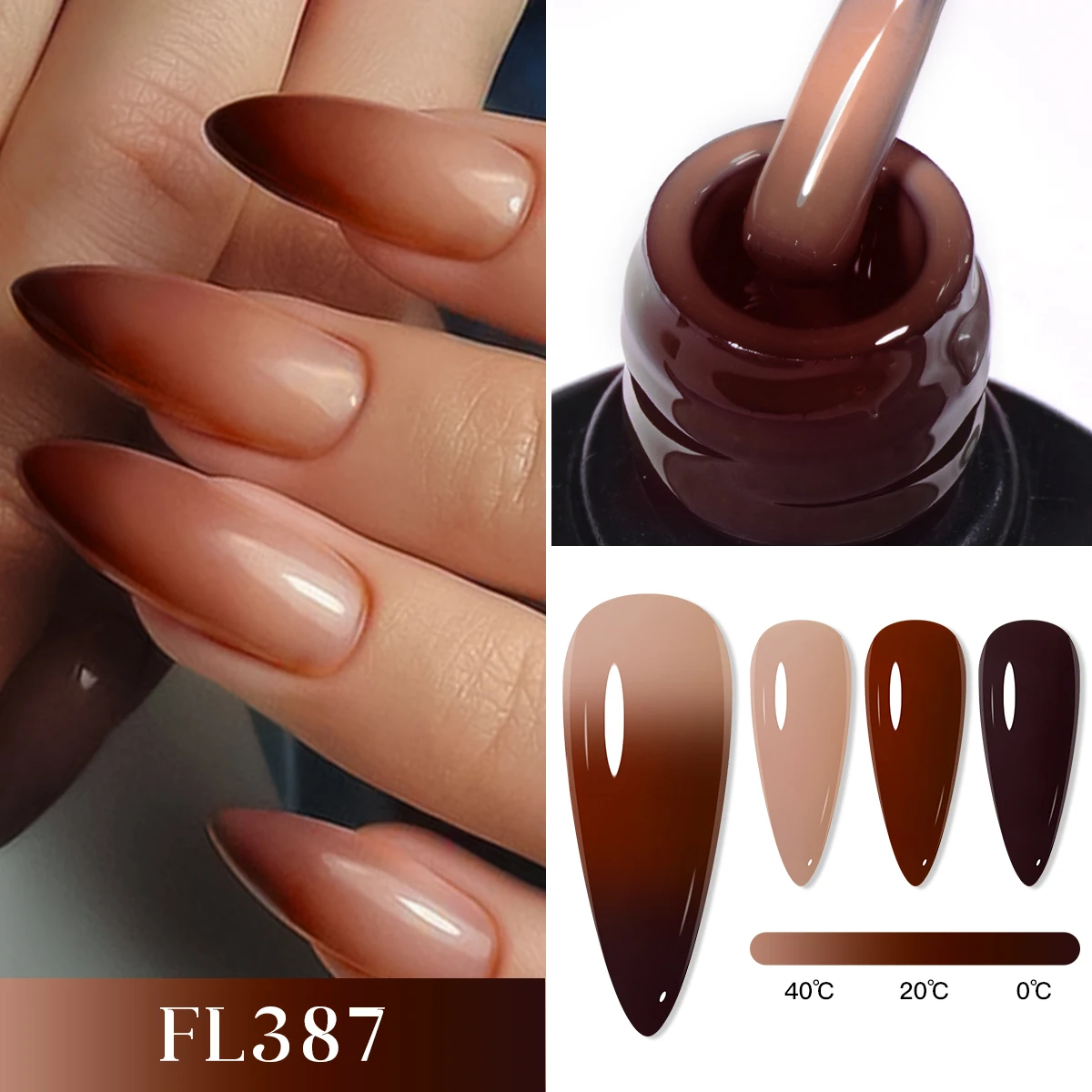 7ml Brown Thermal Gel Nail Polish 3 Layers Temperature Changing UV Gel Semi Permanent Soak Off Varnish Nail Art Nail Supplies