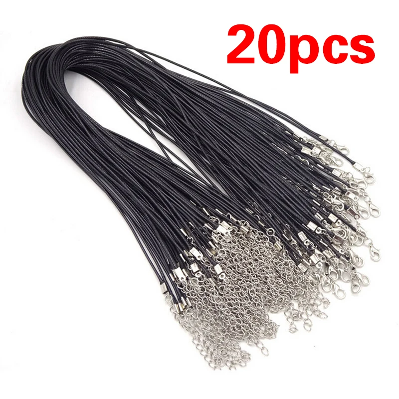 1/5/10/20/50Pcs Leather Cord Necklace Adjustable Braided Rope With Lobster Clasp For Jewelry Making DIY Necklace Pendant