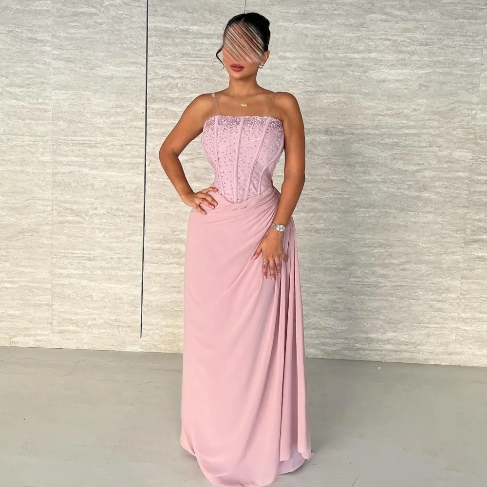 

Customized Modern Style Fashion Rhinestone Pleat Straight Strapless Long Dresses Bespoke Occasion Dresses High Quality Classic
