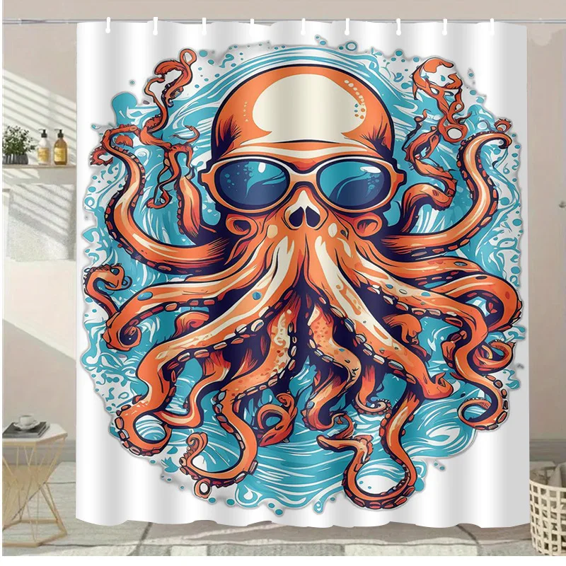 

Солнцезащитные очки, моющиеся восьминоги, грязеотталкивающая занавеска для душа, насадка для душа, водонепроницаемая полиэстеровая занавеска для ванны для домашнего декора