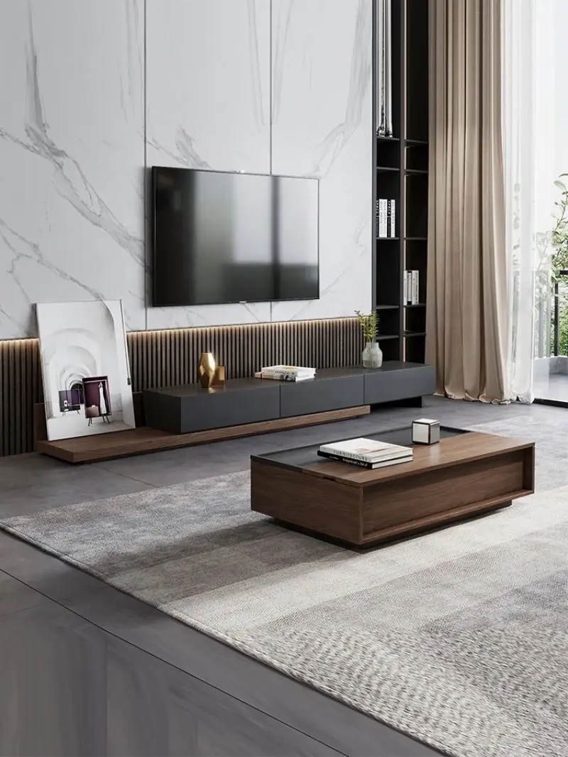 

*-2025 Hot Modern Style Retractable TV Cabinet Living Room Tv Cabinet Combination