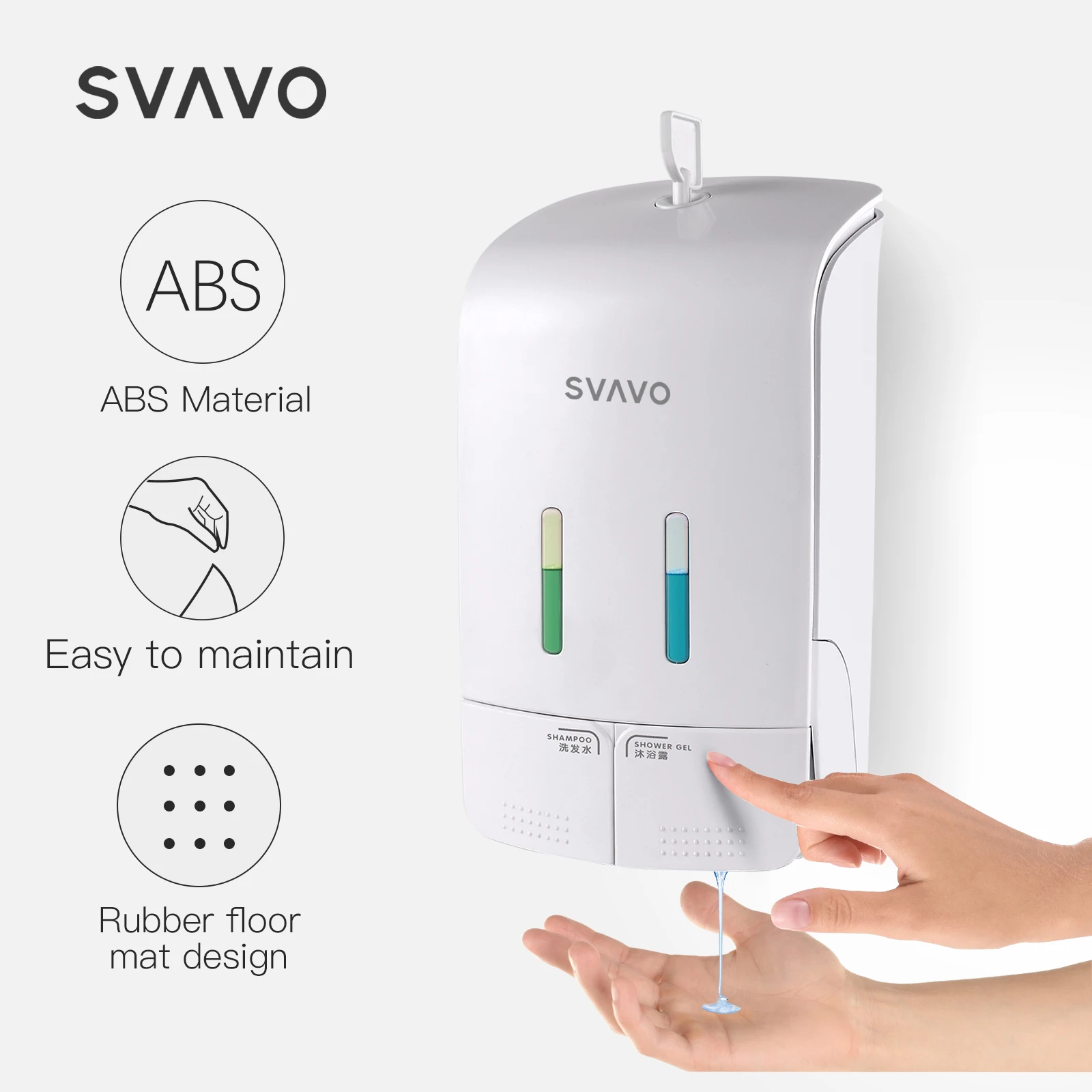 Wall Mounted Double Manual Liquid Soap Dispenser Hand Pressing Shower Body Lotion Shampoo Manual Soap Dispenser 550ml*2