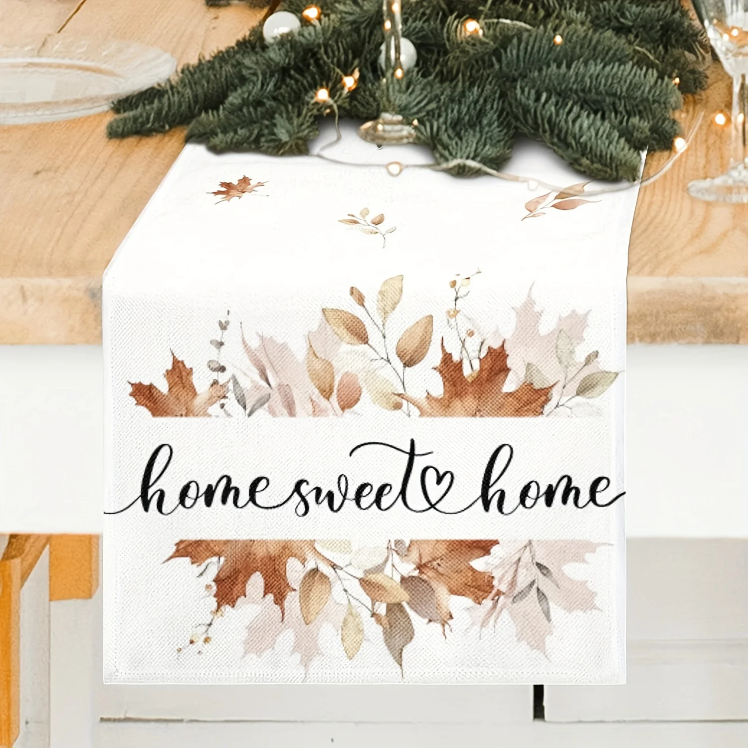 Country Bliss Charming Fall Table Runner - 'Home Sweet Home' Autumn Farmhouse Decor Perfect For Thanksgiving & Kitchen Ind