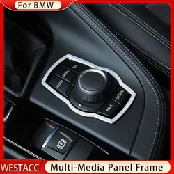 Car Console Multimedia Button Panel Frame Cover Trim for BMW X1 F48 2016 2017 2018 2019 2020 Stainless Steel Sticker Accessories