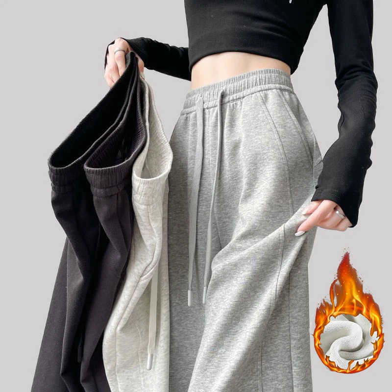 Winter Damen Klassische Fleece-Thermohose Mädchen Hochgeschnittene Einfarbige Plüschhose Damen Schnee-Warme Lässige Lange Hose