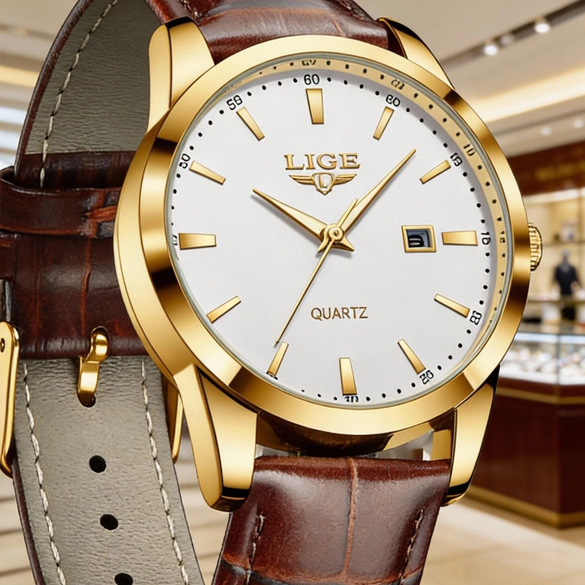 

LIGE мужские часы кварцевые часы повседневные деловые часы кожаный ремешок для часов мужские наручные часы подарки для мужчин Reloj + коробка