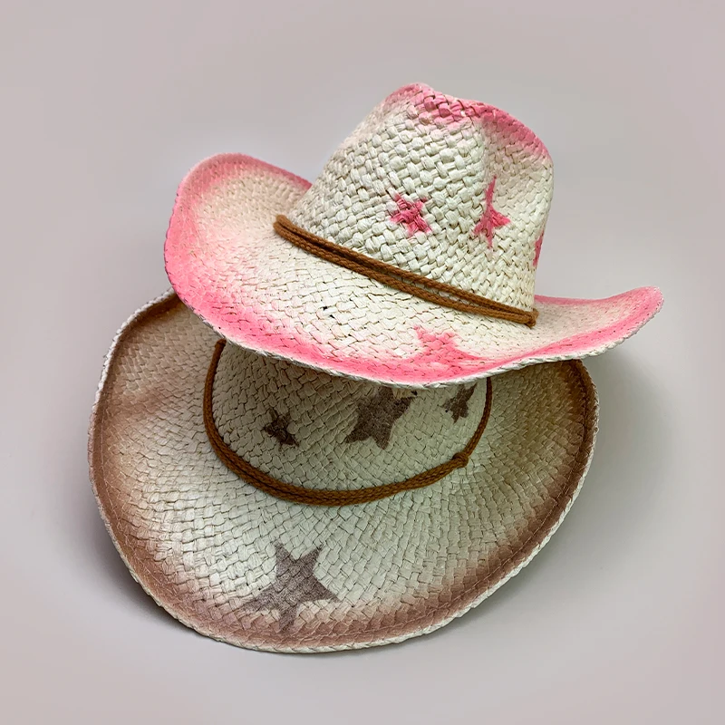 Gradient Star Millennium Cowboy Hats Spicy New Women Outdoor Breathable Personal Sunshade Travel Versatile Fashion Straw Caps